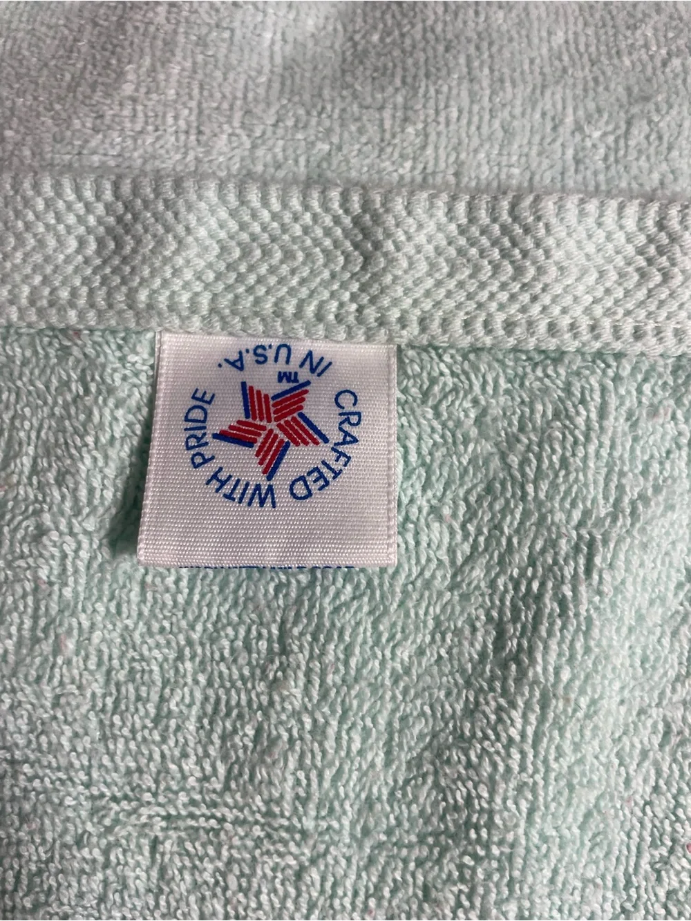 Vintage Light Blue Embroidered Cotton Bath Towels - Set of 2